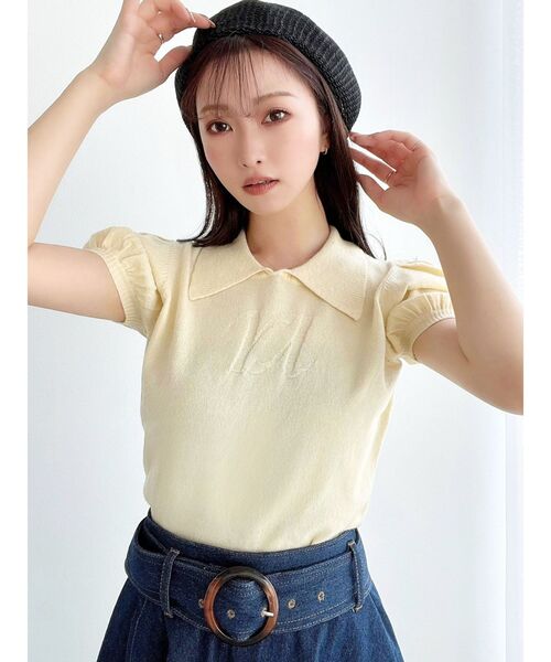 RESEXXY（リゼクシー）の「ワンポイントロゴニットポロ（ニット/セーター・レディース・ブルー/オフホワイト/ブラック・FREE）」の8枚目の写真