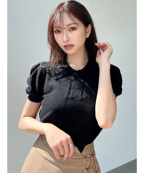 RESEXXY（リゼクシー）の「ワンポイントロゴニットポロ（ニット/セーター・レディース・ブルー/オフホワイト/ブラック・FREE）」の11枚目の写真