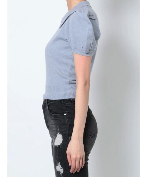 RESEXXY（リゼクシー）の「ワンポイントロゴニットポロ（ニット/セーター・レディース・ブルー/オフホワイト/ブラック・FREE）」の15枚目の写真