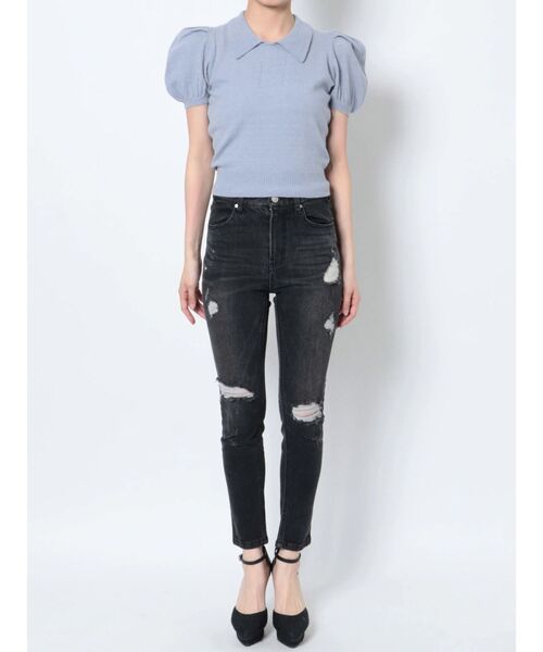 RESEXXY（リゼクシー）の「ワンポイントロゴニットポロ（ニット/セーター・レディース・ブルー/オフホワイト/ブラック・FREE）」の20枚目の写真