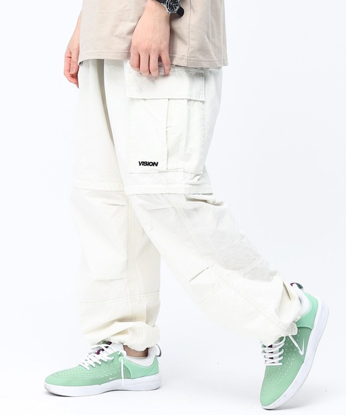 VISION STREET WEAR(ヴィジョンストリートウェア)の「【VISION】2WAY コットン ワイド カーゴパンツ(カーゴパンツ・メンズ・ブラック/パープル/オリーブ/アイボリー・LL/L/M)」の2枚目の写真