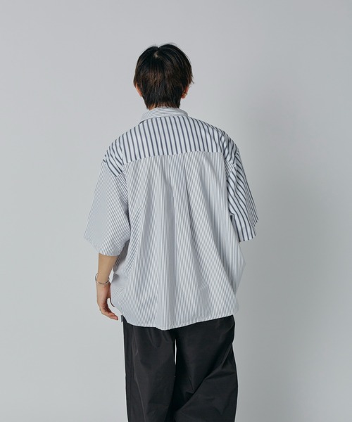 LE JARDIN BLANC アシンメトリーストライプシャツ セール】【Adoon plain】アシンメトリーストライプシャツ