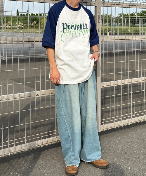 Perushu(ペルーシュ)の「ユーズドライクラグランTシャツ(Tシャツ/カットソー・メンズ・イエロー系その他/ブラック/その他・LARGE/MEDIUM)」の14枚目の写真