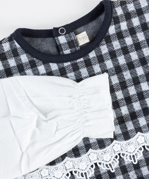 trois lapins kp（トロワラパンケーピー）の「Wジャガードギンガムチェック ワンピース(100~160cm)（ワンピース・キッズ・ブラック・100cm/110cm/120cm/130cm/140cm/150cm/160cm）」の5枚目の写真