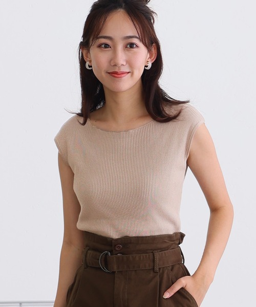 ElegChic(エレグシック)の「ボートネックフレンチスリーブサマーニット(ニット/セーター・レディース・ブラック/グレイッシュベージュ/ブルー/オフホワイト・XL/4L/M)」の4枚目の写真