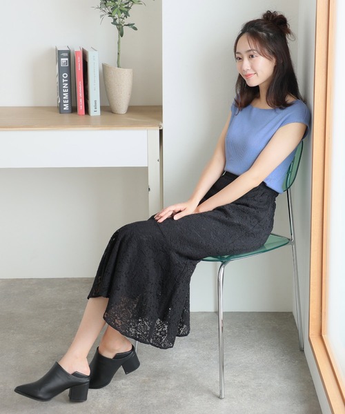 ElegChic(エレグシック)の「ボートネックフレンチスリーブサマーニット(ニット/セーター・レディース・ブラック/グレイッシュベージュ/ブルー/オフホワイト・XL/4L/M)」の12枚目の写真