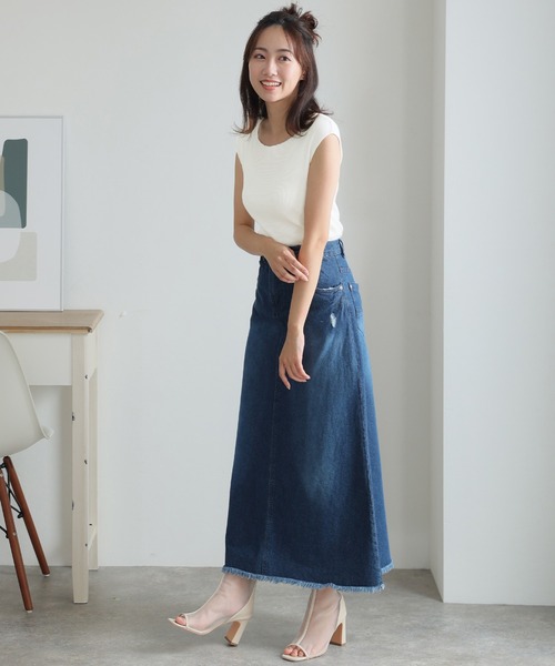 ElegChic(エレグシック)の「ボートネックフレンチスリーブサマーニット(ニット/セーター・レディース・ブラック/グレイッシュベージュ/ブルー/オフホワイト・XL/4L/M)」の16枚目の写真