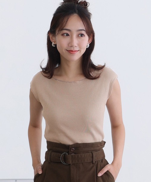 ElegChic(エレグシック)の「ボートネックフレンチスリーブサマーニット(ニット/セーター・レディース・ブラック/グレイッシュベージュ/ブルー/オフホワイト・XL/4L/M)」の17枚目の写真