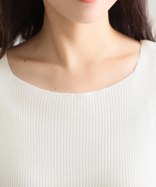 ElegChic(エレグシック)の「ボートネックフレンチスリーブサマーニット(ニット/セーター・レディース・ブラック/グレイッシュベージュ/ブルー/オフホワイト・XL/4L/M)」の21枚目の写真