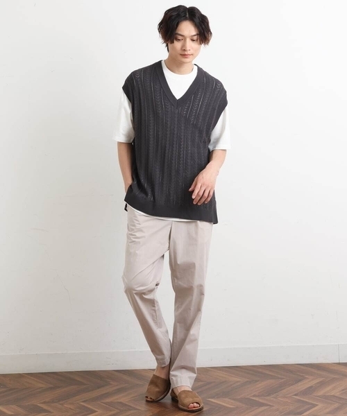 a.v.v（アーヴェヴェ）の「【洗濯機で洗える/2SET】透かし編ニットベスト（レイヤードカットソー付き）（ベスト・メンズ・オレンジ/アイボリー/チャコールグレー・46/44/48/50）」の22枚目の写真