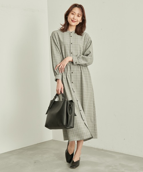 ROPE' PICNIC(ロペピクニック)の「ウールライクサキソニーワンピース(ワンピース・レディース・グレー/ブラウン/ネイビー・36/38)」の9枚目の写真