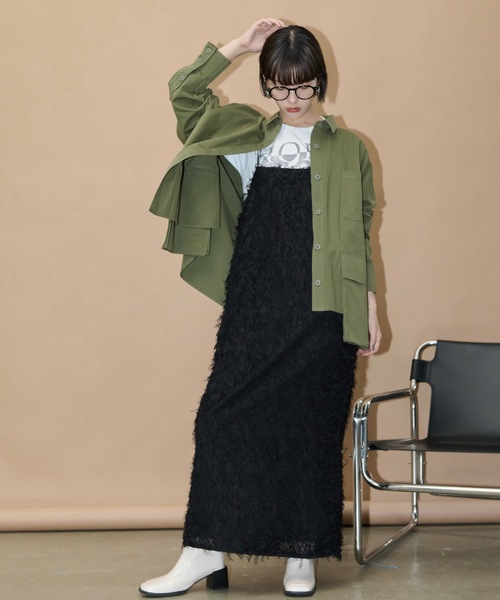 THE YOn（ザヨン）の「ヘアリーシャギーキャミワンピース（ワンピース・レディース・アイボリー/ブラック・FREE）」の11枚目の写真