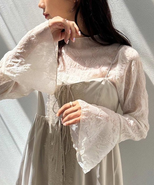 one after another NICE CLAUP(ワンアフターアナザーナイスクラップ)の「マーブルシアートップス(シャツ/ブラウス・レディース・グレー/アイボリー/ベージュ・FREE)」の2枚目の写真