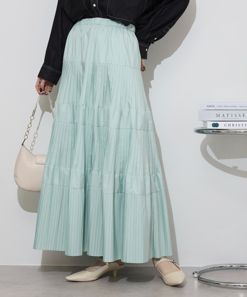 hunch（ハンチ）の「大好評の為ブラック増産決定！ hunch プリーツティアードスカート（スカート・レディース・ブラック/カーキ/プラム/グレー/ライトカーキ/グリーン/オフホワイト・FREE）」の5枚目の写真