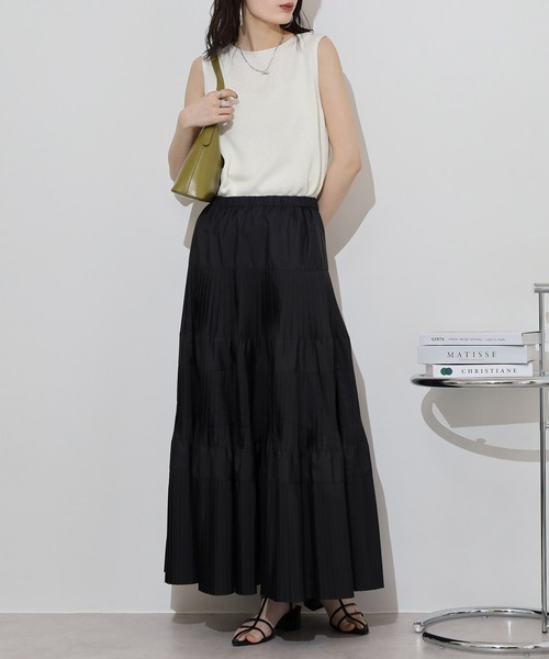 hunch（ハンチ）の「大好評の為ブラック増産決定！ hunch プリーツティアードスカート（スカート・レディース・ブラック/カーキ/プラム/グレー/ライトカーキ/グリーン/オフホワイト・FREE）」の11枚目の写真