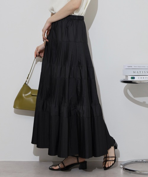 hunch（ハンチ）の「大好評の為ブラック増産決定！ hunch プリーツティアードスカート（スカート・レディース・ブラック/カーキ/プラム/グレー/ライトカーキ/グリーン/オフホワイト・FREE）」の8枚目の写真
