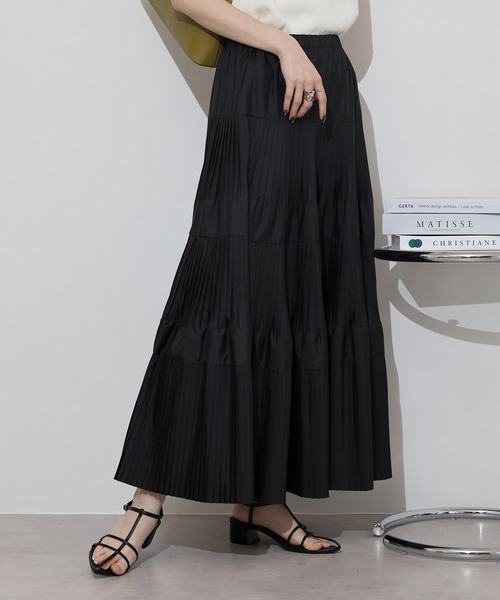 hunch（ハンチ）の「大好評の為ブラック増産決定！ hunch プリーツティアードスカート（スカート・レディース・ブラック/カーキ/プラム/グレー/ライトカーキ/グリーン/オフホワイト・FREE）」の9枚目の写真