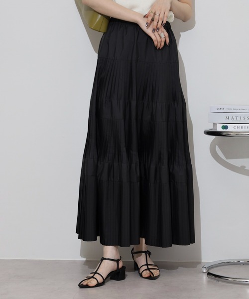 hunch（ハンチ）の「大好評の為ブラック増産決定！ hunch プリーツティアードスカート（スカート・レディース・ブラック/カーキ/プラム/グレー/ライトカーキ/グリーン/オフホワイト・FREE）」の10枚目の写真