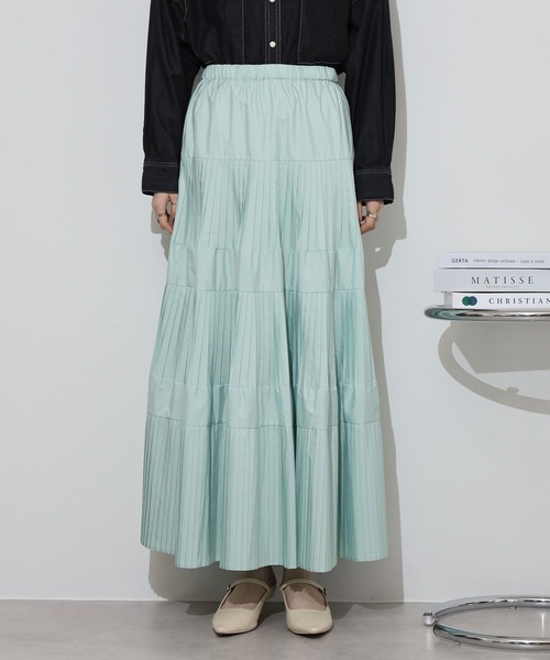 hunch（ハンチ）の「大好評の為ブラック増産決定！ hunch プリーツティアードスカート（スカート・レディース・ブラック/カーキ/プラム/グレー/ライトカーキ/グリーン/オフホワイト・FREE）」の16枚目の写真