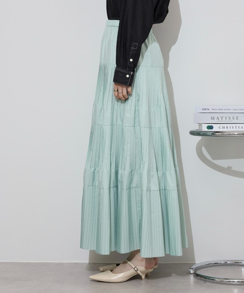 hunch（ハンチ）の「大好評の為ブラック増産決定！ hunch プリーツティアードスカート（スカート・レディース・ブラック/カーキ/プラム/グレー/ライトカーキ/グリーン/オフホワイト・FREE）」の17枚目の写真