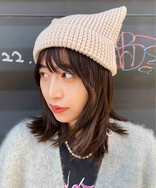 Casselini（キャセリーニ）の「Casselini(キャセリーニ)スクエアワッチ（ニットキャップ/ビーニー・レディース・ベージュ/チャコール/グリーン・FREE）」の9枚目の写真