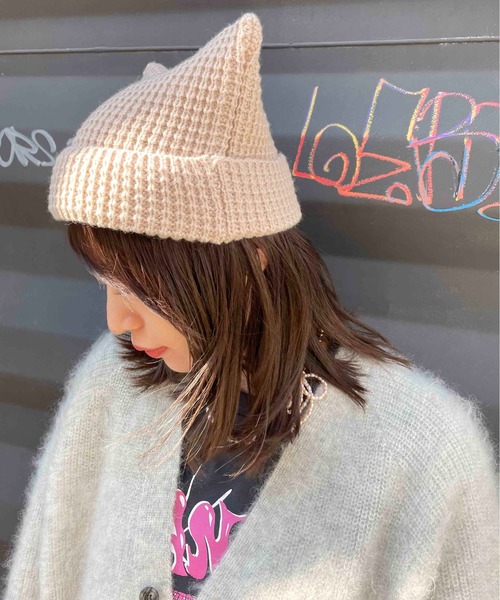 Casselini（キャセリーニ）の「Casselini(キャセリーニ)スクエアワッチ（ニットキャップ/ビーニー・レディース・ベージュ/チャコール/グリーン・FREE）」の8枚目の写真