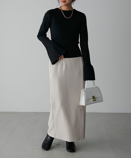 Anss.me（アンスミー）の「【Anss.me】クルーネックフレアスリーブリブニット（ニット/セーター・レディース・グレイッシュベージュ/グレー/ブラック/アイボリー・FREE）」の5枚目の写真