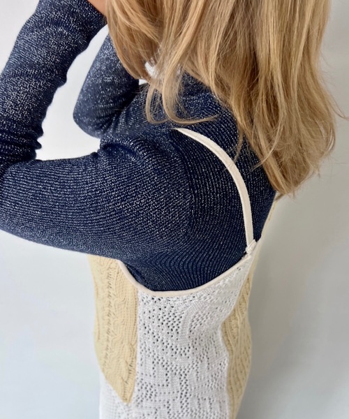 SANSeLF（サンセルフ）の「ラメタートルニットトップス【SANSeLF】 sanw23a047（ニット/セーター・レディース・ライトブルー/ブラック/ライトピンク/ダークグリーン/ネイビー/ライトベージュ・FREE）」の14枚目の写真