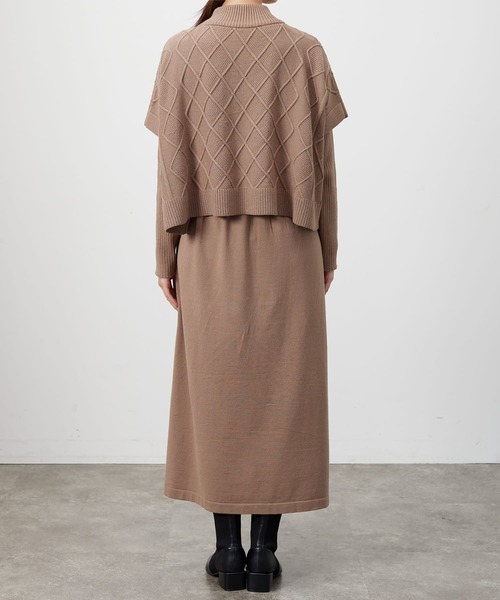 Chez toi（シェトワ）の「ケーブルプルオーバー×ニットワンピース（ワンピース・レディース・ブルー/チャコールグレー/ブラック/モカ・FREE）」の22枚目の写真