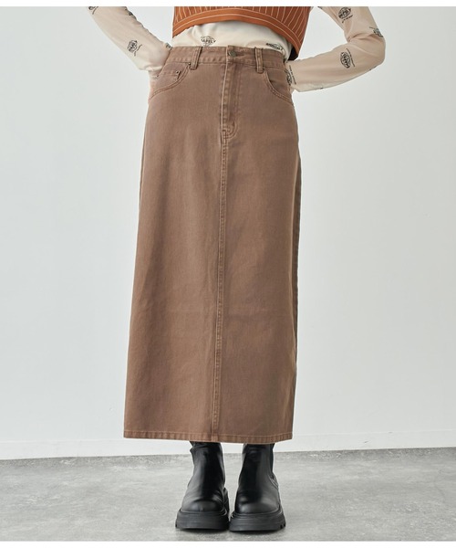 ANAP（アナップ）の「バックスリットロングスカート【セットアップ対応】（デニムスカート・レディース・スミクロ/ブラウン/ブルー・FREE）」の2枚目の写真
