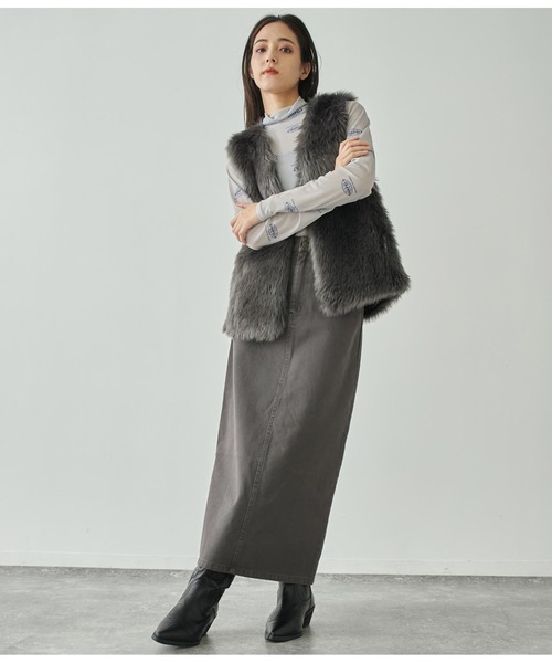 ANAP（アナップ）の「バックスリットロングスカート【セットアップ対応】（デニムスカート・レディース・スミクロ/ブラウン/ブルー・FREE）」の13枚目の写真