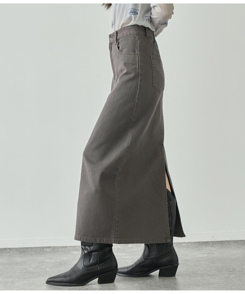 ANAP（アナップ）の「バックスリットロングスカート【セットアップ対応】（デニムスカート・レディース・スミクロ/ブラウン/ブルー・FREE）」の7枚目の写真