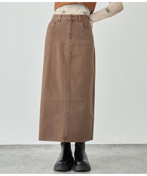 ANAP（アナップ）の「バックスリットロングスカート【セットアップ対応】（デニムスカート・レディース・スミクロ/ブラウン/ブルー・FREE）」の17枚目の写真