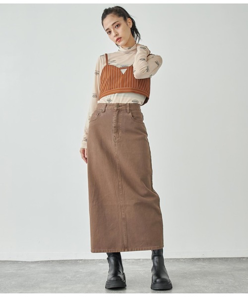 ANAP（アナップ）の「バックスリットロングスカート【セットアップ対応】（デニムスカート・レディース・スミクロ/ブラウン/ブルー・FREE）」の18枚目の写真