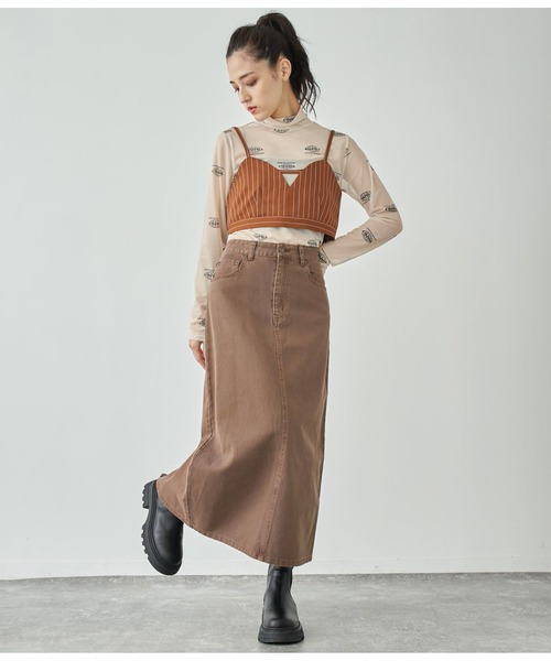 ANAP（アナップ）の「バックスリットロングスカート【セットアップ対応】（デニムスカート・レディース・スミクロ/ブラウン/ブルー・FREE）」の19枚目の写真