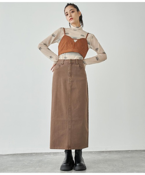 ANAP（アナップ）の「バックスリットロングスカート【セットアップ対応】（デニムスカート・レディース・スミクロ/ブラウン/ブルー・FREE）」の20枚目の写真