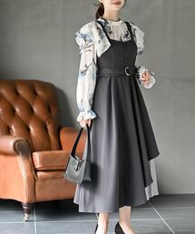 rps | シフォンプリーツ切替Ｓスウェードジャンドレ(ジャンパースカート)