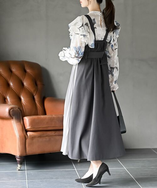 rps(アールピーエス)の「シフォンプリーツ切替Sスウェードジャンドレ(ジャンパースカート・レディース・ボルドー/ブラック/ネイビー/グレー/チャコールグレー・フリー)」の8枚目の写真