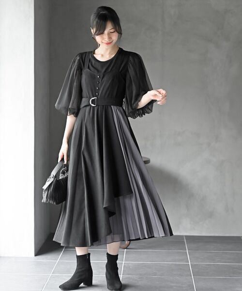 rps(アールピーエス)の「シフォンプリーツ切替Sスウェードジャンドレ(ジャンパースカート・レディース・ボルドー/ブラック/ネイビー/グレー/チャコールグレー・フリー)」の14枚目の写真