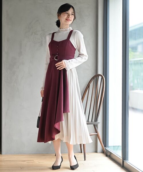 rps(アールピーエス)の「シフォンプリーツ切替Sスウェードジャンドレ(ジャンパースカート・レディース・ボルドー/ブラック/ネイビー/グレー/チャコールグレー・フリー)」の22枚目の写真