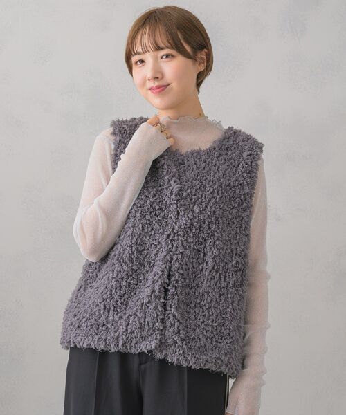 RETRO GIRL（レトロガール）の「ミックスファーベスト（ベスト・レディース・アイボリー/ライトグレー/ブラウン・FREE）」の3枚目の写真