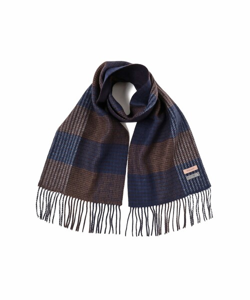 BEAMS LIGHTS（ビームスライツ）の「BEAMS LIGHTS / ウール リバーシブル チェック マフラー（マフラー・メンズ・ベージュ/ブルー・ONE SIZE）」の8枚目の写真