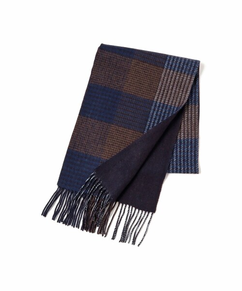 BEAMS LIGHTS（ビームスライツ）の「BEAMS LIGHTS / ウール リバーシブル チェック マフラー（マフラー・メンズ・ベージュ/ブルー・ONE SIZE）」の11枚目の写真