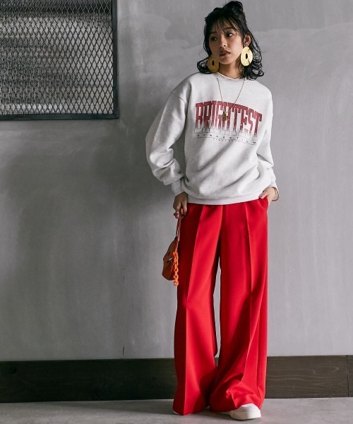 GEVS.（ジェイヴィス）の「＜大きいサイズ＞ リラックスワイドパンツ GEVS.（スラックス・レディース・チャコール/レッド・L/LL/3L/4L/5L）」の16枚目の写真