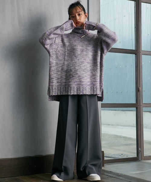 GEVS.（ジェイヴィス）の「＜大きいサイズ＞ リラックスワイドパンツ GEVS.（スラックス・レディース・チャコール/レッド・L/LL/3L/4L/5L）」の17枚目の写真