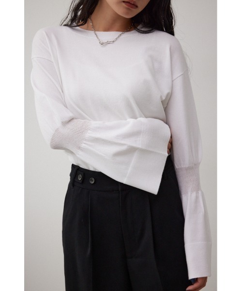 AZUL by moussy（アズールバイマウジー）の「キャンディースリーブニットトップス（ニット/セーター・レディース・グレー/アイボリー/ブラック・SMALL/MEDIUM）」の2枚目の写真