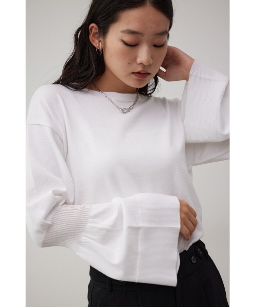 AZUL by moussy（アズールバイマウジー）の「キャンディースリーブニットトップス（ニット/セーター・レディース・グレー/アイボリー/ブラック・SMALL/MEDIUM）」の4枚目の写真