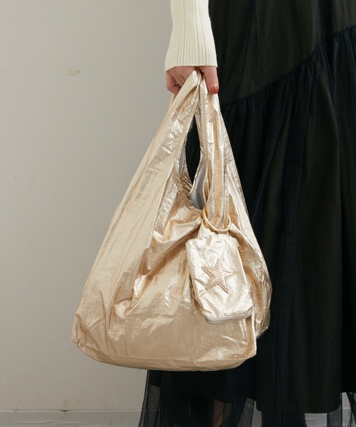 Paradise Picnic（パラダイスピクニック）の「グリッタースターエコバッグ　S（エコバッグ/サブバッグ・レディース・ゴールド/その他1/シルバー/ネイビー/ダークブラウン・FREE）」の14枚目の写真