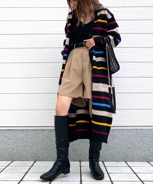 Q（キュー）の「タックショートパンツ（その他パンツ・レディース・チャコールグレー/ベージュ・MEDIUM）」の5枚目の写真