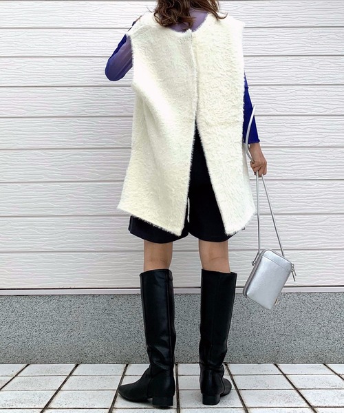 Q（キュー）の「タックショートパンツ（その他パンツ・レディース・チャコールグレー/ベージュ・MEDIUM）」の9枚目の写真